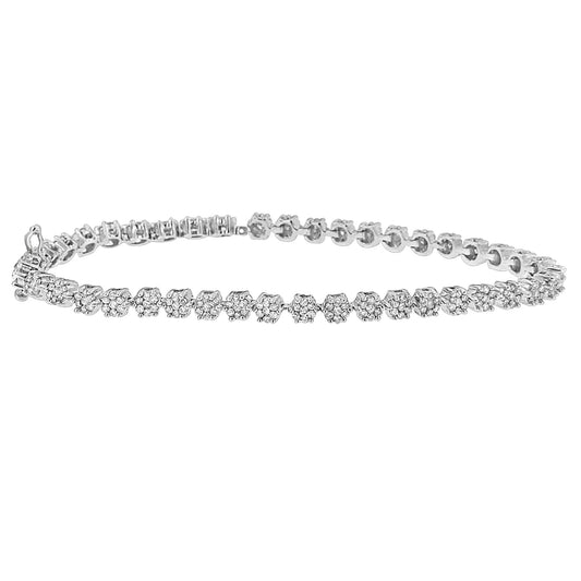 14K White Gold Round Diamond Bracelet (2.00 cttw, H - I Color, I1 - I2 Clarity) - Jaazi Intl