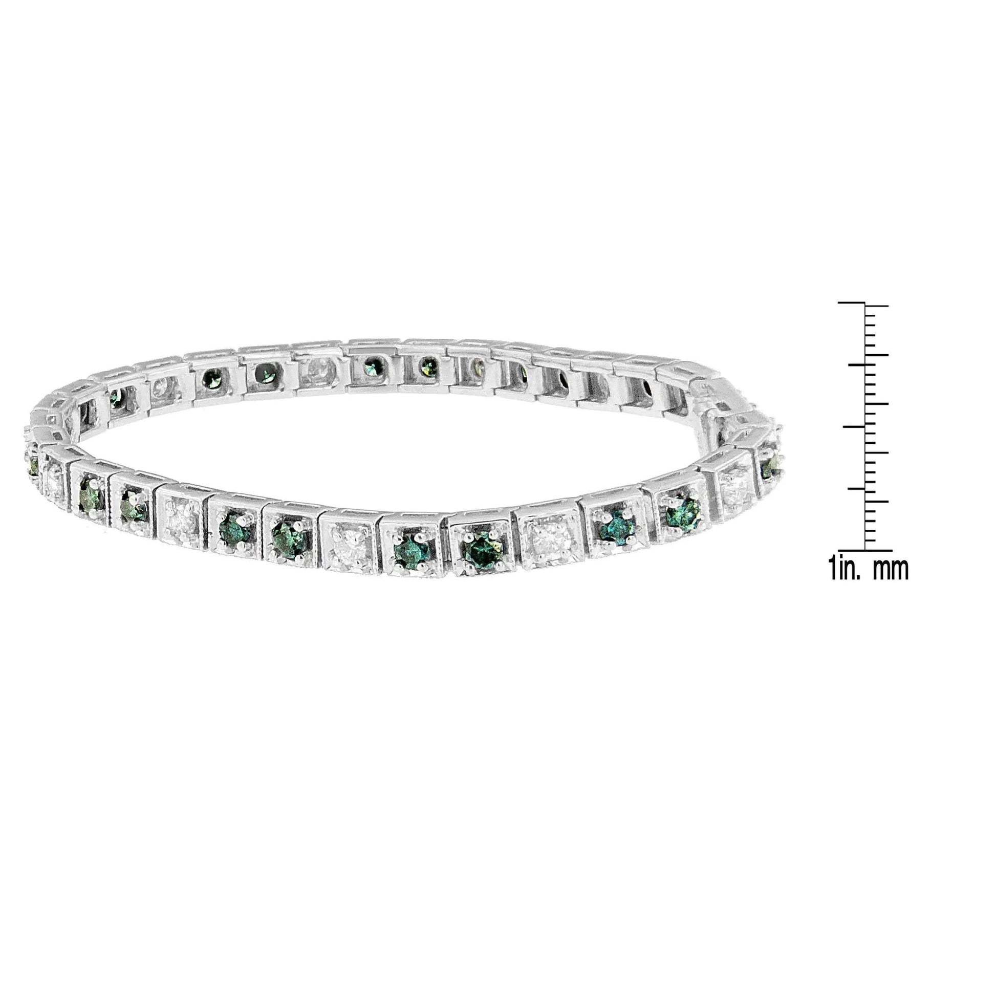 14K White Gold White And Treated Blue Diamond Bracelet (4 3/4 cttw, H - I Color, I1 - I2 Clarity) - Jaazi Intl