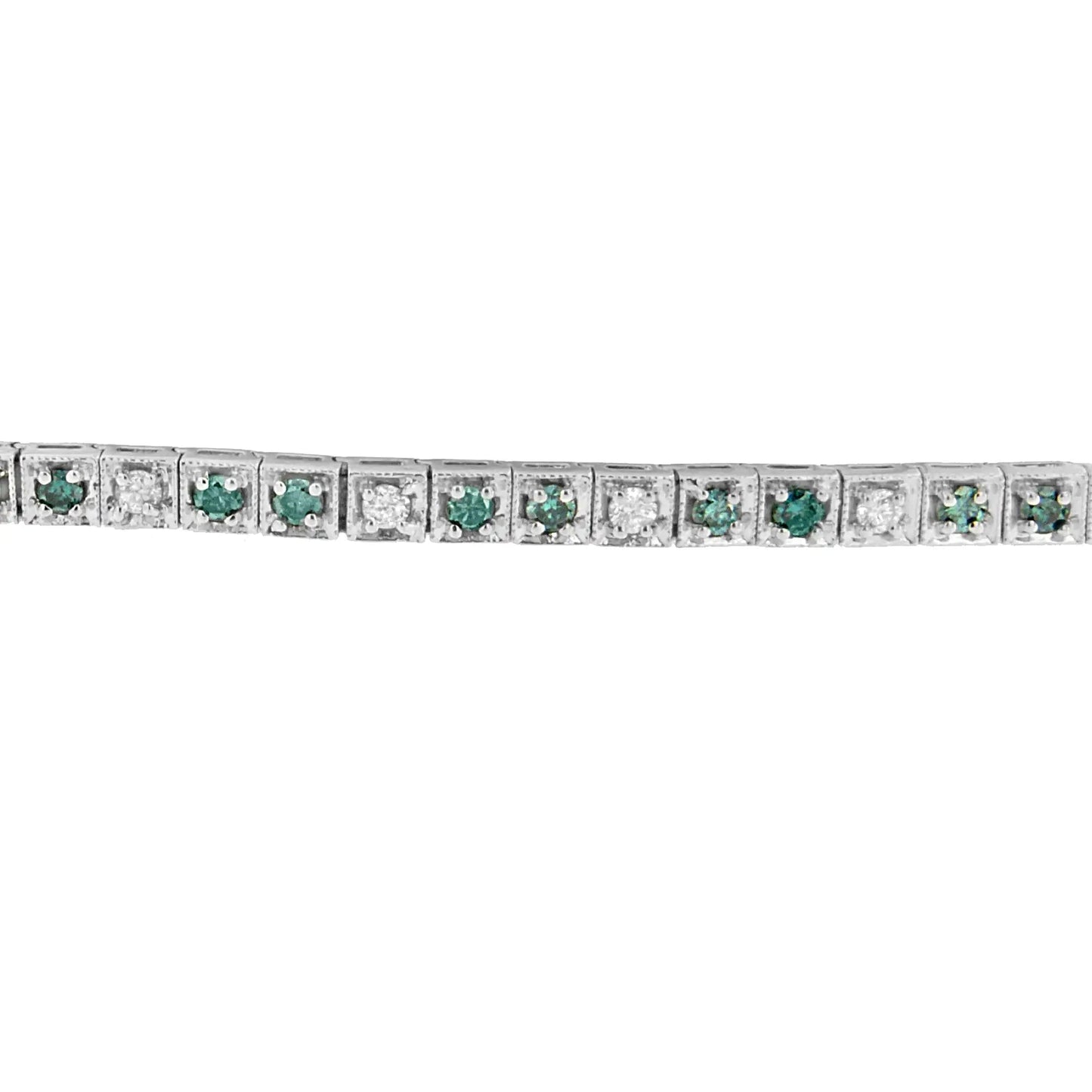 14K White Gold White And Treated Blue Diamond Bracelet (4 3/4 cttw, H - I Color, I1 - I2 Clarity) - Jaazi Intl