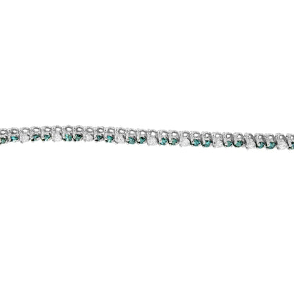 14K White Gold White And Treated Blue Diamond Bracelet (4 5/8 cttw, H - I Color, I1 - I2 Clarity) - Jaazi Intl