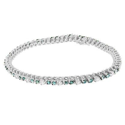 14K White Gold White And Treated Blue Diamond Bracelet (4 5/8 cttw, H - I Color, I1 - I2 Clarity) - Jaazi Intl