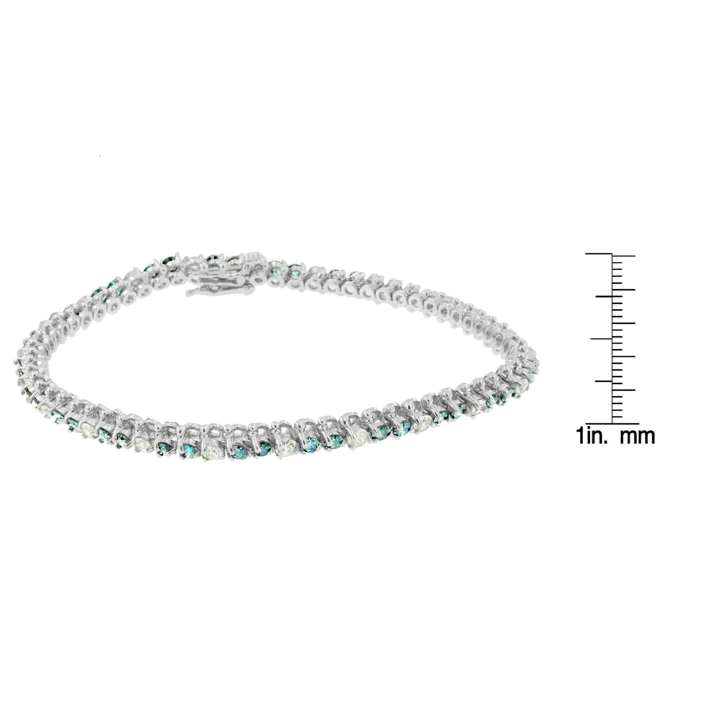 14K White Gold White And Treated Blue Diamond Bracelet (4 5/8 cttw, H - I Color, I1 - I2 Clarity) - Jaazi Intl