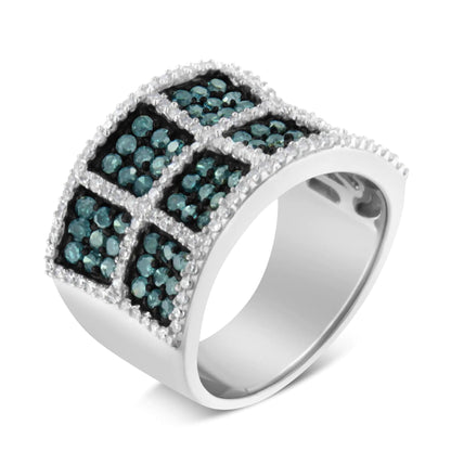 14K White Gold White and Treated Blue Diamond Cocktail Ring (1 1/2 Cttw, H - I Color, I1 - I2 Clarity) - Jaazi Intl