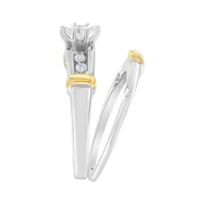 14K Yellow and White Gold 1/3 Cttw Marquise Diamond Cocktail Engagement Ring Set (H - I Color, SI1 - SI2 Clarity) - Jaazi Intl