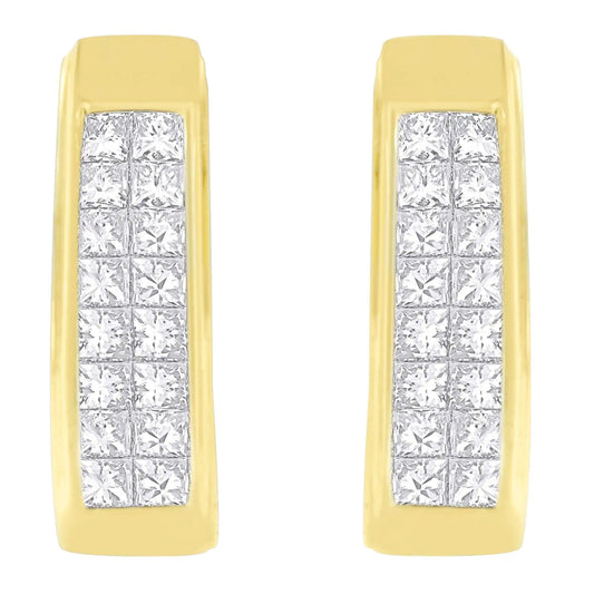 14K Yellow Gold 1 cttw Princess Cut Diamond Earrings (H - I, VS1 - VS2) - Jaazi International