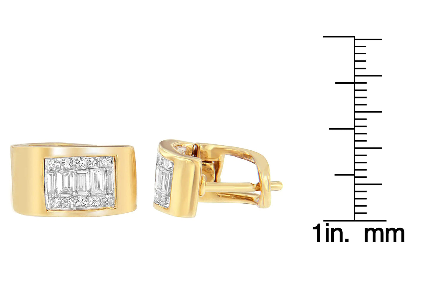 14K Yellow Gold 1/2 cttw Diamond Huggy Earrings (H - I, VS2 - SI1) - Jaazi Intl