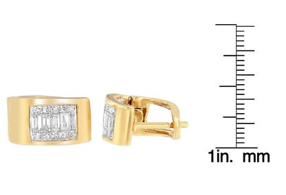 14K Yellow Gold 1/2 cttw Diamond Huggy Earrings (H - I, VS2 - SI1) - Jaazi Intl