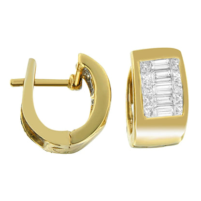 14K Yellow Gold 1/2 cttw Diamond Huggy Earrings (H - I, VS2 - SI1) - Jaazi Intl