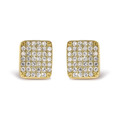 14K Yellow Gold 1/2 Cttw Diamond Square Shaped Composite Cluster Stud Earrings (I - J Color, I1 - I2 Clarity) - Jaazi Intl