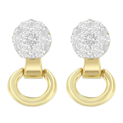 14K Yellow Gold 1/2 cttw Diamond Stud Earrings (I - J, SI1 - SI2) - Jaazi Intl