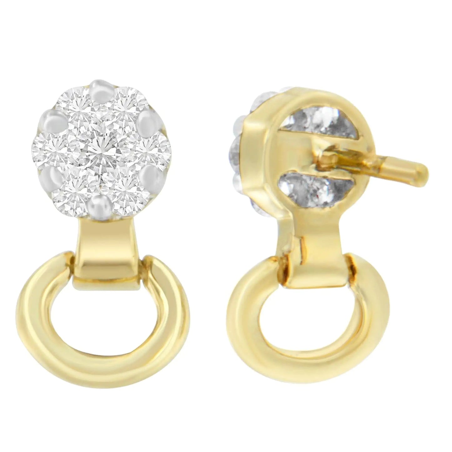 14K Yellow Gold 1/2 cttw Diamond Stud Earrings (I - J, SI1 - SI2) - Jaazi Intl