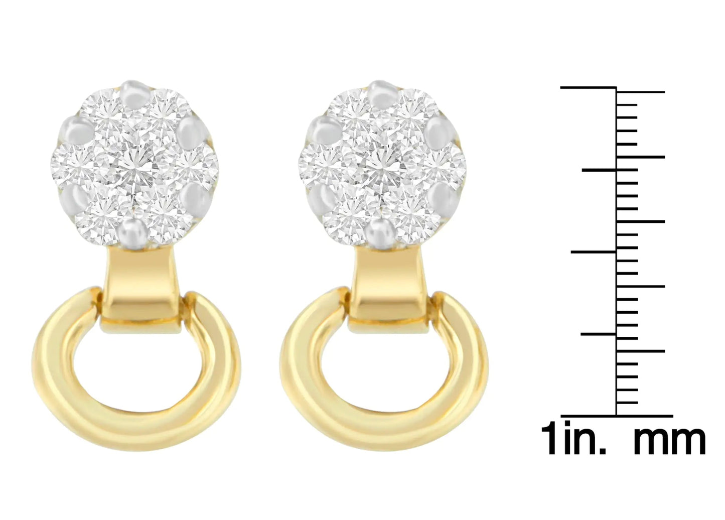 14K Yellow Gold 1/2 cttw Diamond Stud Earrings (I - J, SI1 - SI2) - Jaazi Intl