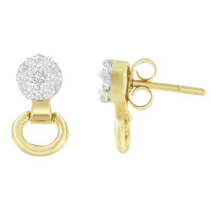 14K Yellow Gold 1/2 cttw Diamond Stud Earrings (I - J, SI1 - SI2) - Jaazi Intl