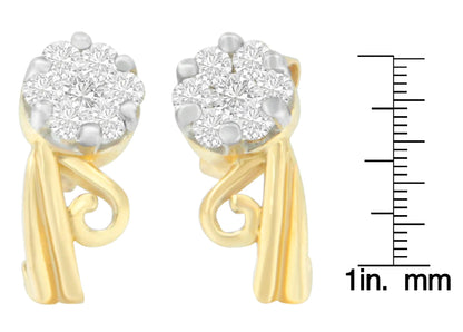 14K Yellow Gold 1/2 cttw Round Cut Diamond Earrings (I - J, SI2 - I1) - Jaazi Intl