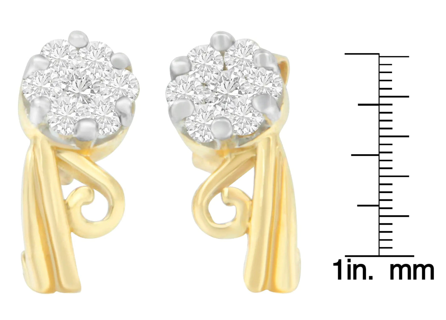 14K Yellow Gold 1/2 cttw Round Cut Diamond Earrings (I - J, SI2 - I1) - Jaazi Intl