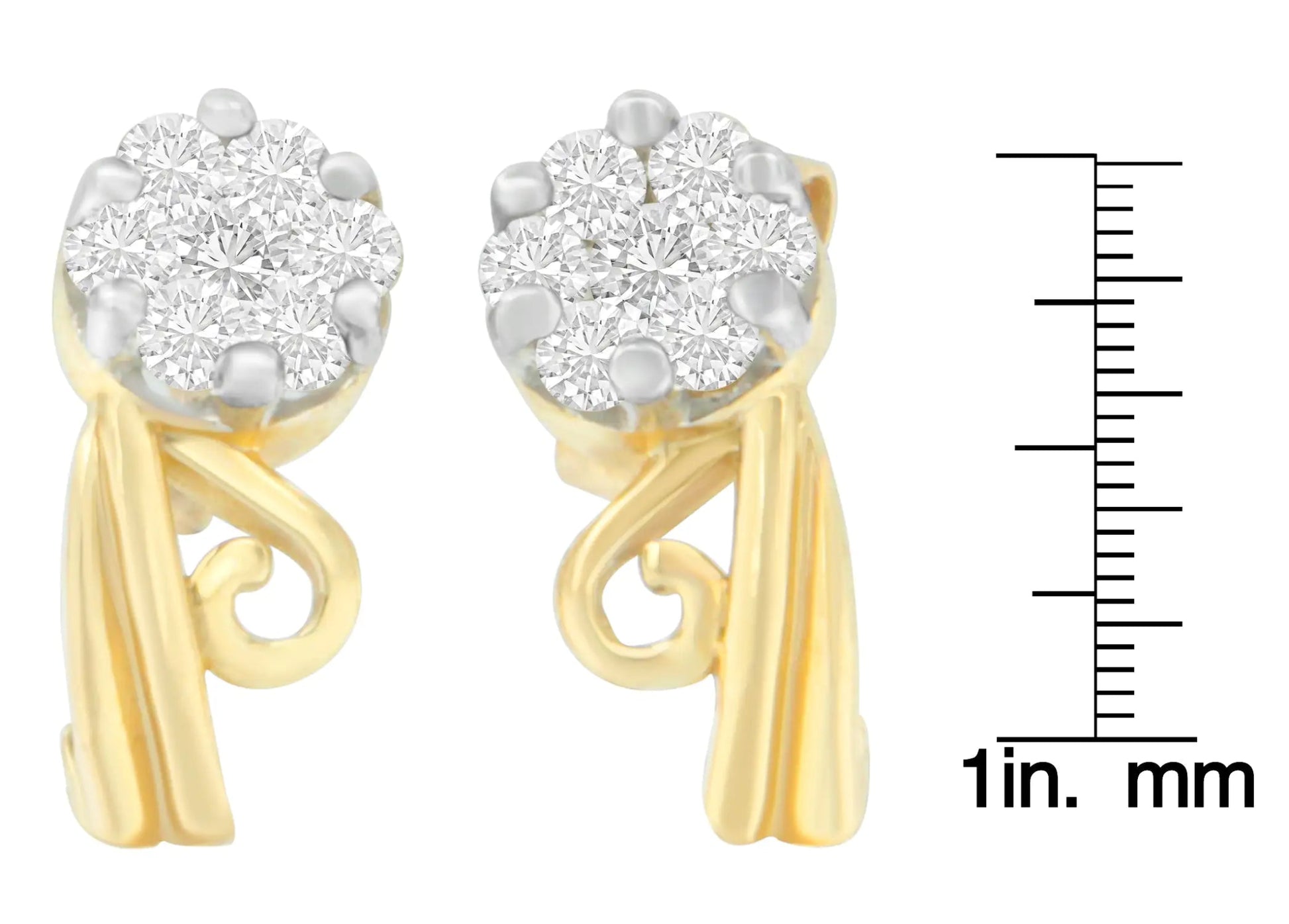 14K Yellow Gold 1/2 cttw Round Cut Diamond Earrings (I - J, SI2 - I1) - Jaazi Intl