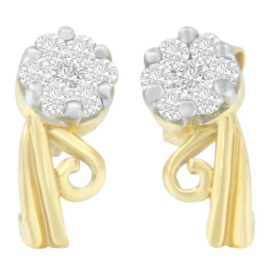 14K Yellow Gold 1/2 cttw Round Cut Diamond Earrings (I - J, SI2 - I1) - Jaazi Intl