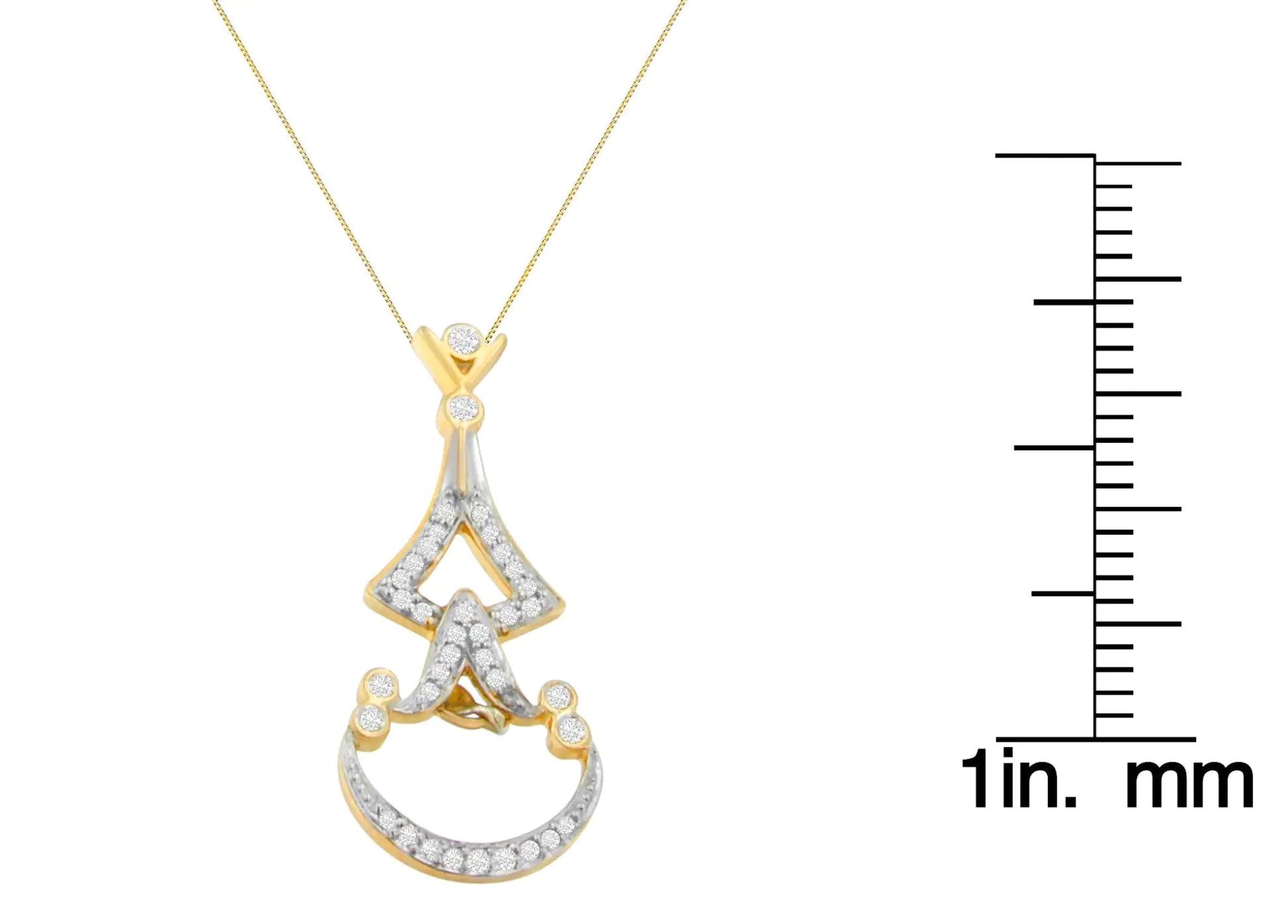 14K Yellow Gold 1/3 cttw Round Diamond Pendant Necklace (H - I, SI2 - I1) - Jaazi Intl