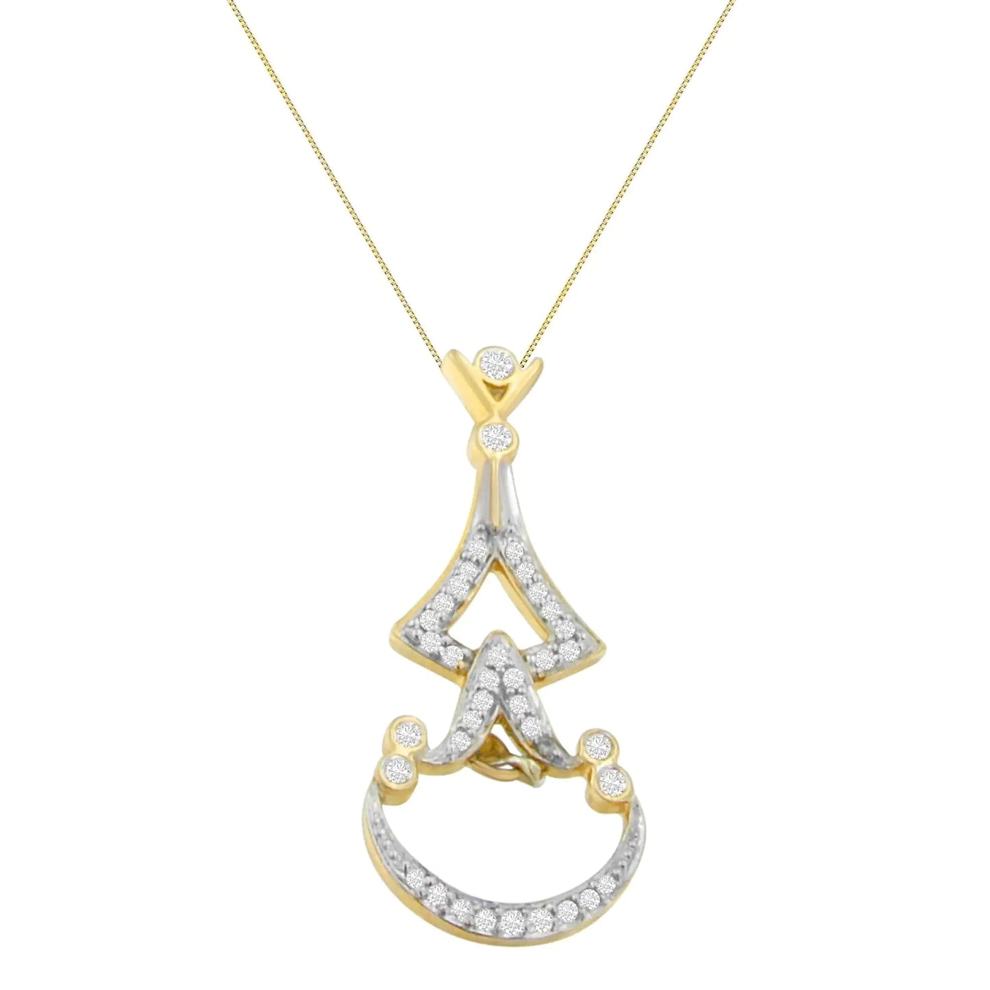 14K Yellow Gold 1/3 cttw Round Diamond Pendant Necklace (H - I, SI2 - I1) - Jaazi Intl