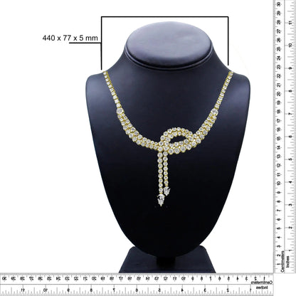 14k Yellow Gold 17.0 Cttw Diamond Double Row Lariat 18" Inch Tennis Necklace with Pear Shape Diamond Drop Tips (I - J Color, VS2 - SI1 Clarity) - Jaazi Intl