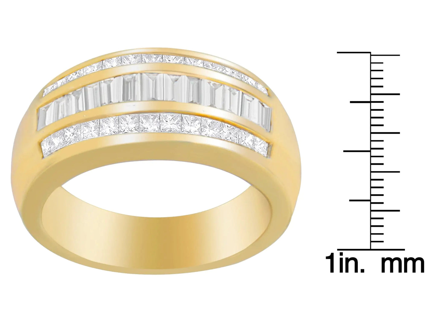 14K Yellow Gold 1ct. TDW Princess and Baguette - Cut Diamond Ring(H - I, SI1 - SI2) - Jaazi Intl