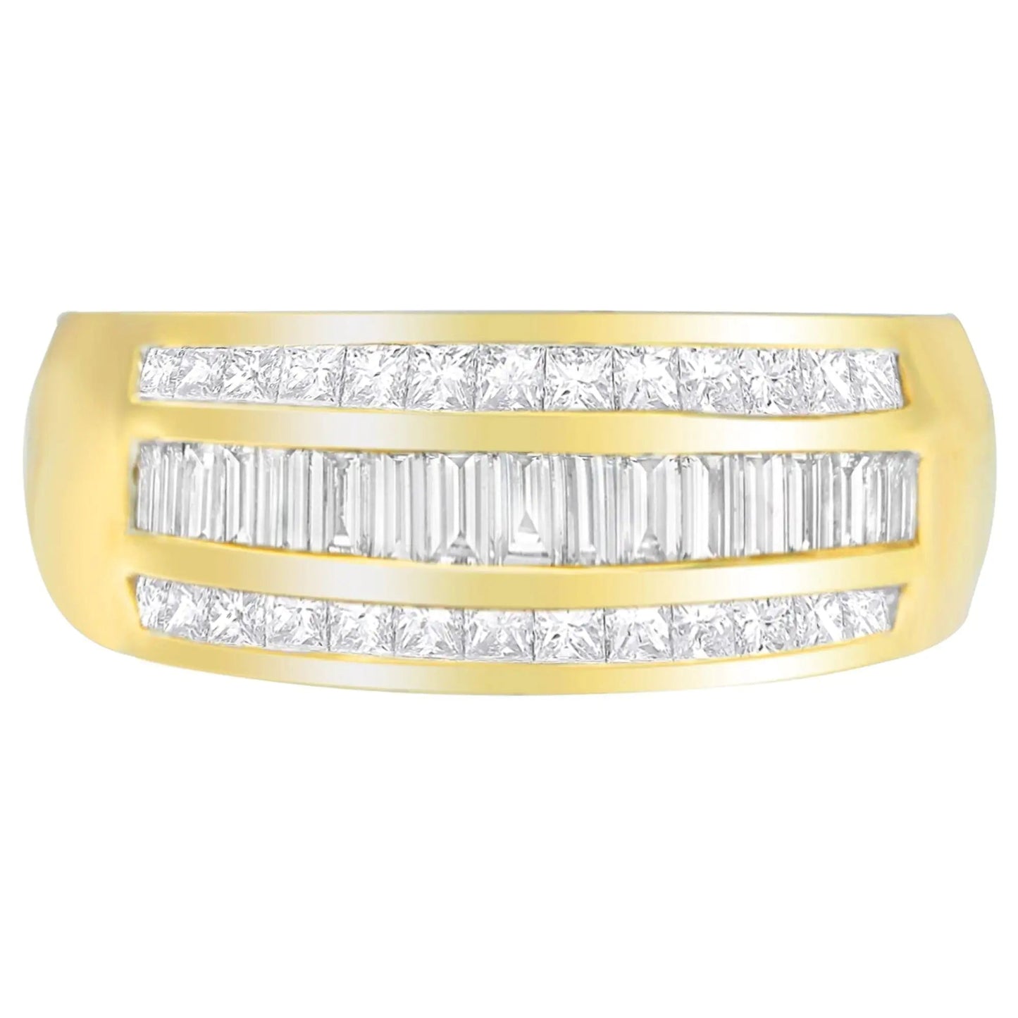 14K Yellow Gold 1ct. TDW Princess and Baguette - Cut Diamond Ring(H - I, SI1 - SI2) - Jaazi Intl