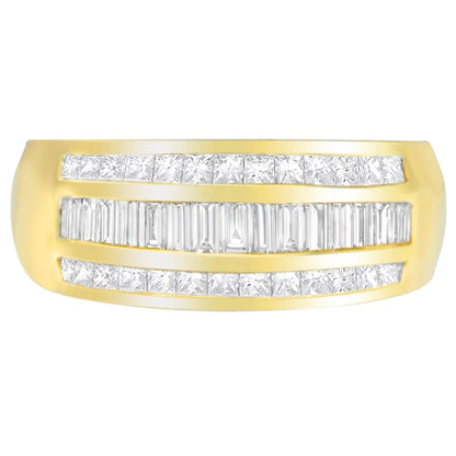 14K Yellow Gold 1ct. TDW Princess and Baguette - Cut Diamond Ring(H - I, SI1 - SI2) - Jaazi Intl