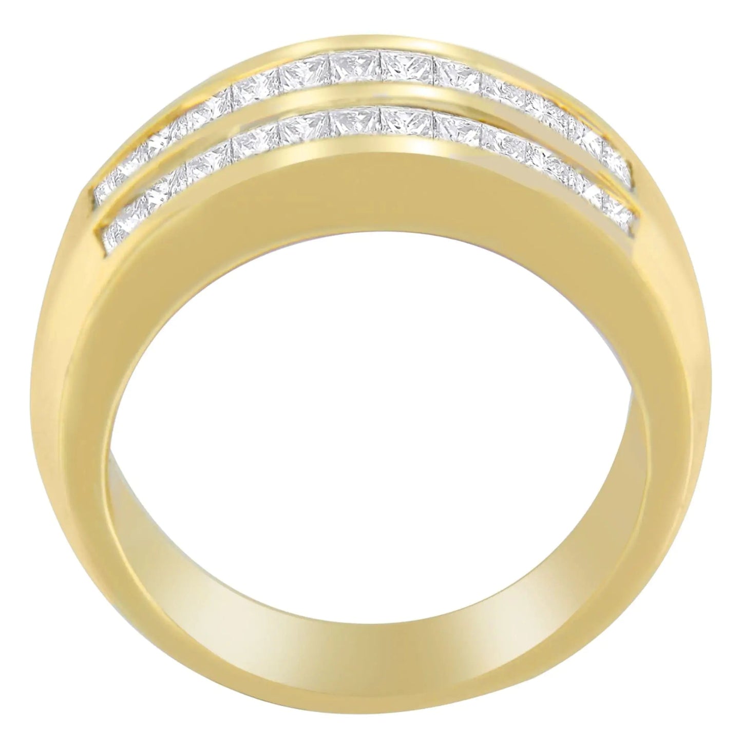 14K Yellow Gold 1ct. TDW Princess and Baguette - Cut Diamond Ring(H - I, SI1 - SI2) - Jaazi Intl