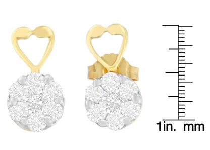 14K Yellow Gold 1ct. TDW Round - cut Diamond Earrings (I - J,SI2 - I1) - Jaazi Intl