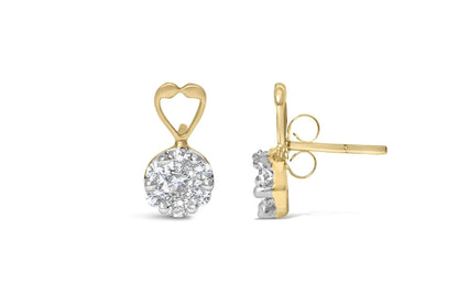 14K Yellow Gold 1ct. TDW Round - cut Diamond Earrings (I - J,SI2 - I1) - Jaazi Intl