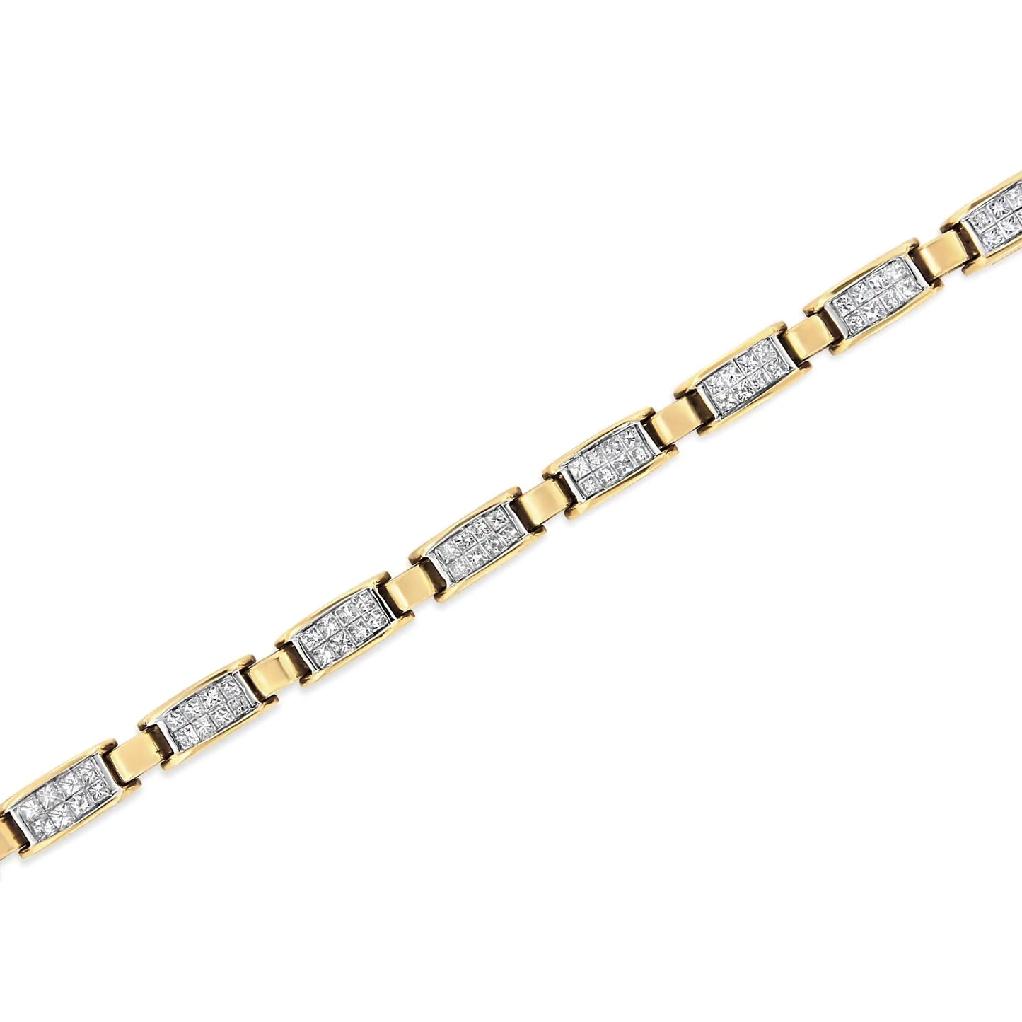 14K Yellow Gold 2 1/2 Cttw Princess - Cut Diamond Link Tennis Bracelet (H - I Color, SI2 - I1 Clarity) - 7.25" - Jaazi Intl