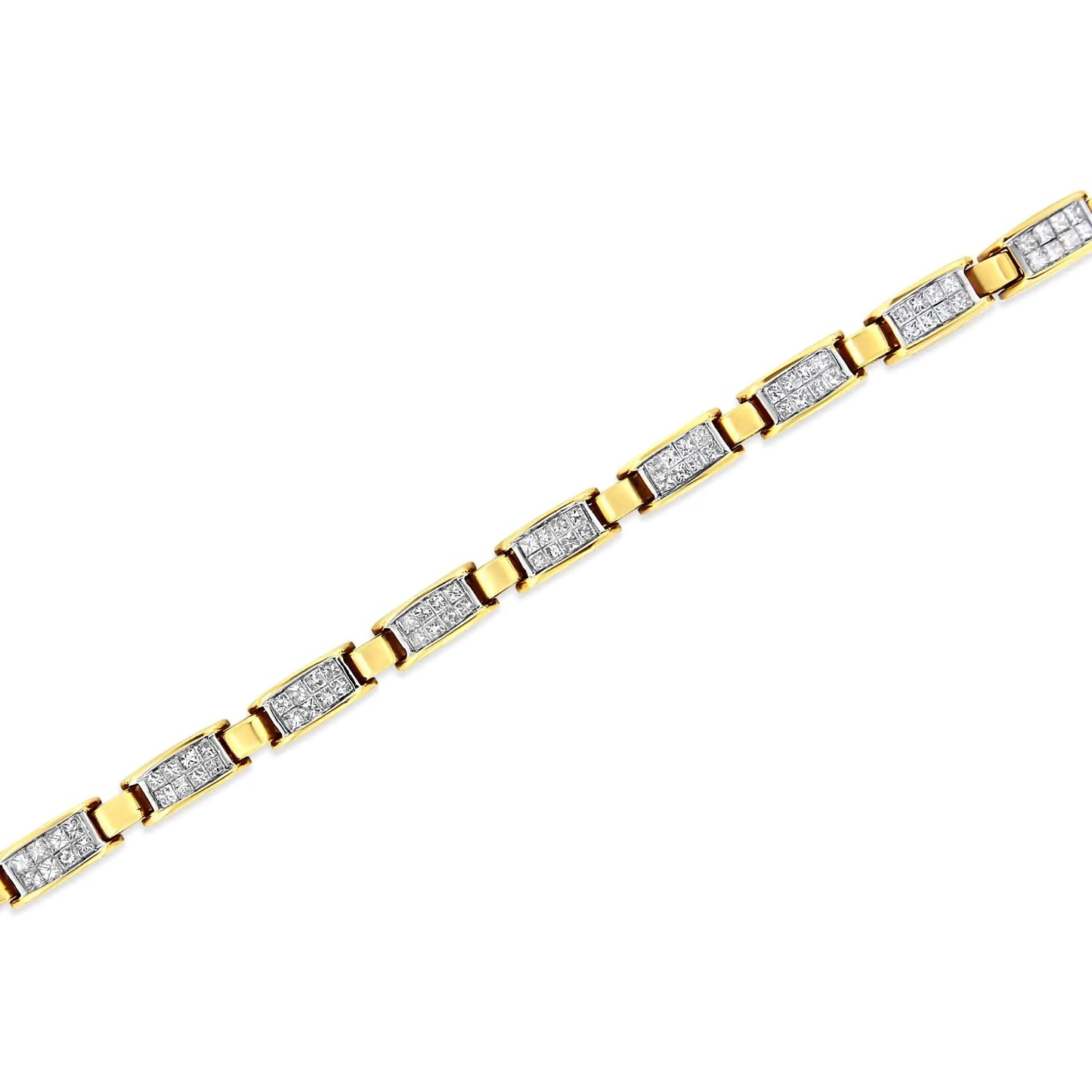 14K Yellow Gold 2 1/2 Cttw Princess - Cut Diamond Link Tennis Bracelet (H - I Color, SI2 - I1 Clarity) - 7.25" - Jaazi Intl