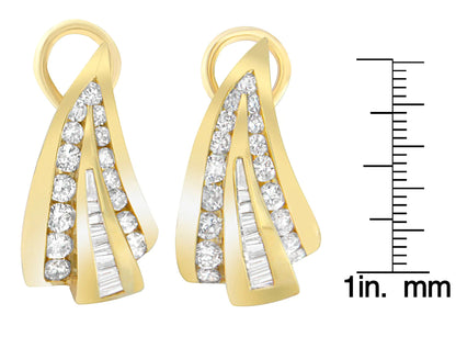 14K Yellow Gold 2 1/4 cttw Diamond Huggy Earrings (I - J, SI1 - I2) - Jaazi Intl