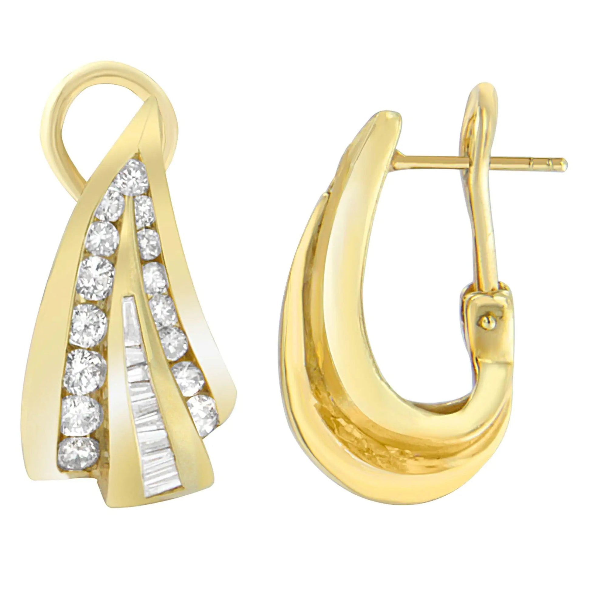 14K Yellow Gold 2 1/4 cttw Diamond Huggy Earrings (I - J, SI1 - I2) - Jaazi Intl