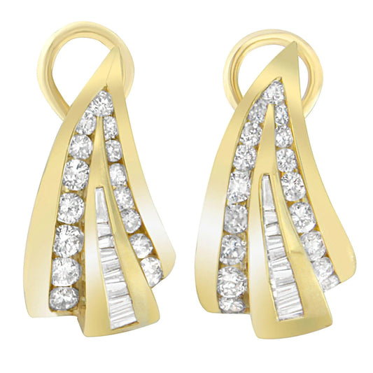 14K Yellow Gold 2 1/4 cttw Diamond Huggy Earrings (I - J, SI1 - I2) - Jaazi Intl