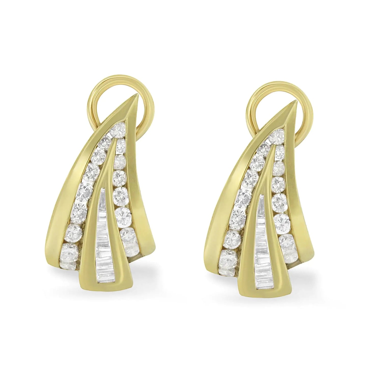 14K Yellow Gold 2 1/4 cttw Diamond Huggy Earrings (I - J, SI1 - I2) - Jaazi Intl