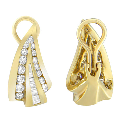 14K Yellow Gold 2 1/4 cttw Diamond Huggy Earrings (I - J, SI1 - I2) - Jaazi Intl