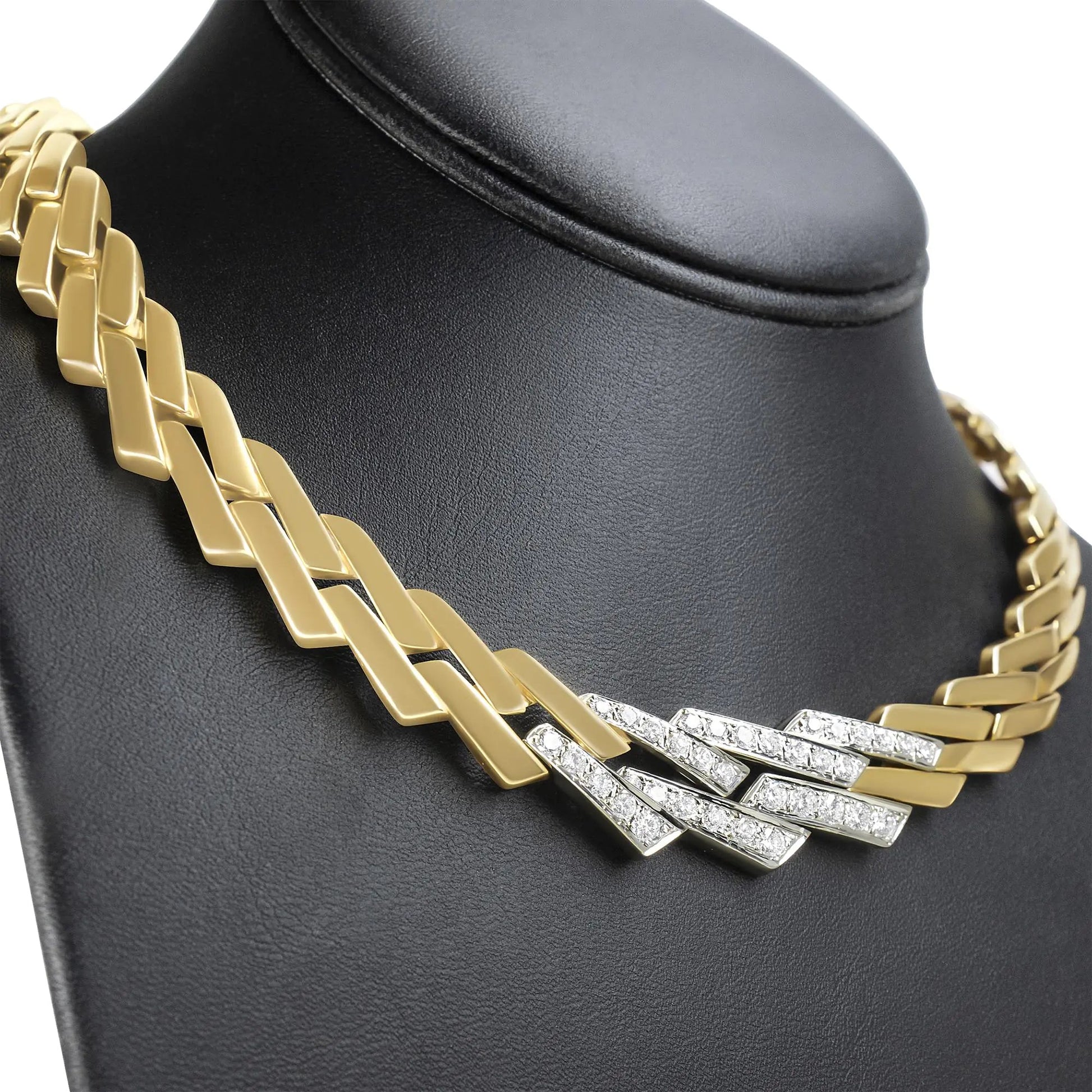 14k Yellow Gold 2 3/4 Cttw Pave Diamond Miami Cuban Curb Link Chain 16" Necklace (H - I Color, SI1 - SI2 Clarity) - Jaazi Intl