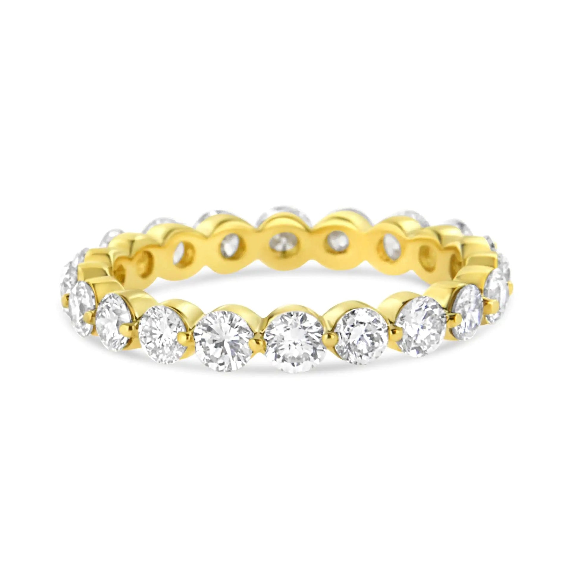 14K Yellow Gold 2.0 Cttw 2 Prong Set Diamond Eternity Band Ring (SI1 - SI2 Clarity, I - J Color) - Jaazi Intl