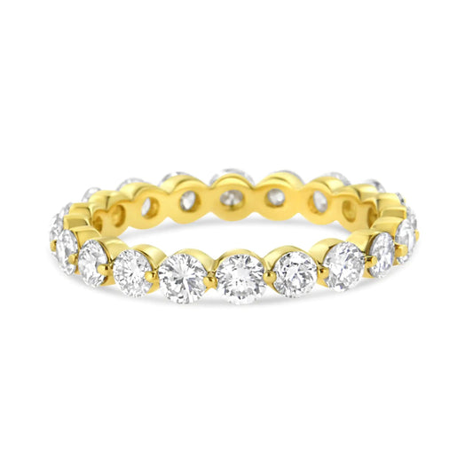 14K Yellow Gold 2.0 Cttw 2 Prong Set Diamond Eternity Band Ring (SI1 - SI2 Clarity, I - J Color) - Jaazi Intl