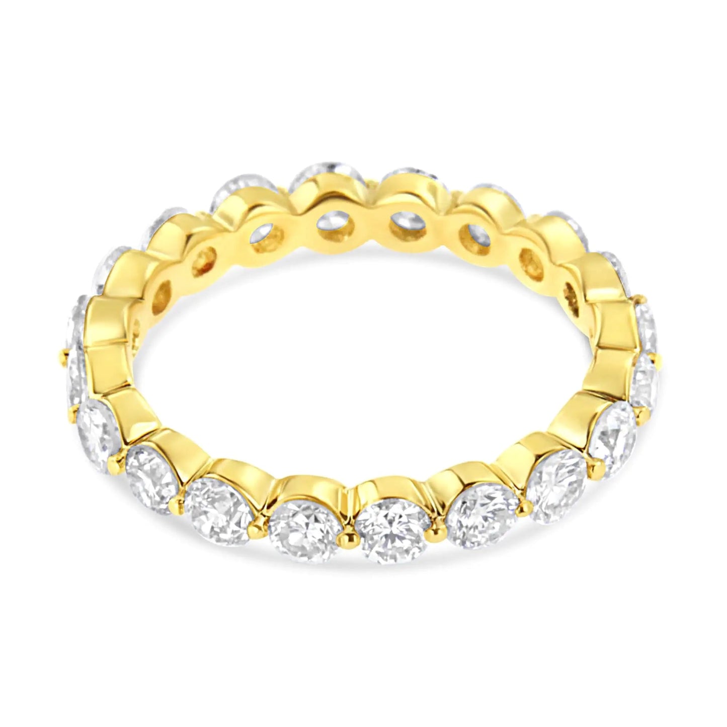 14K Yellow Gold 2.0 Cttw 2 Prong Set Diamond Eternity Band Ring (SI1 - SI2 Clarity, I - J Color) - Jaazi Intl