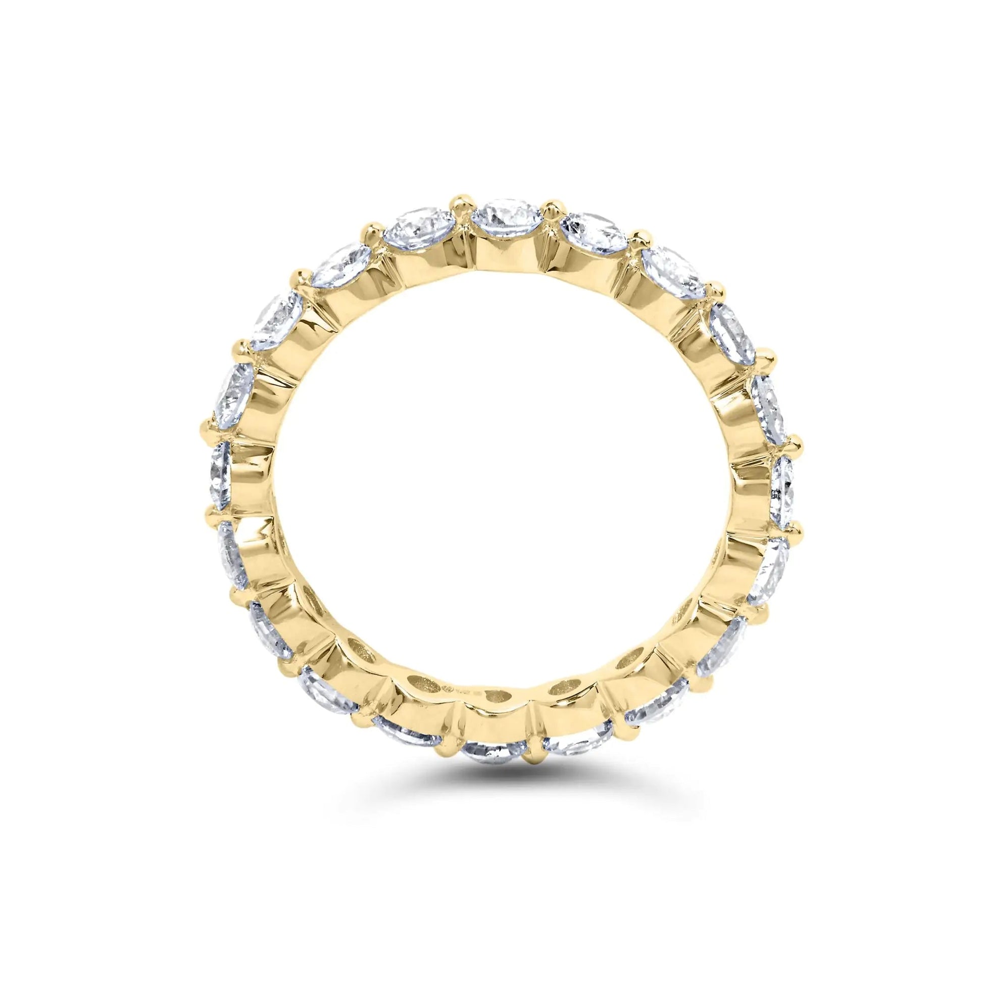 14K Yellow Gold 2.0 Cttw 2 Prong Set Diamond Eternity Band Ring (SI1 - SI2 Clarity, I - J Color) - Jaazi Intl