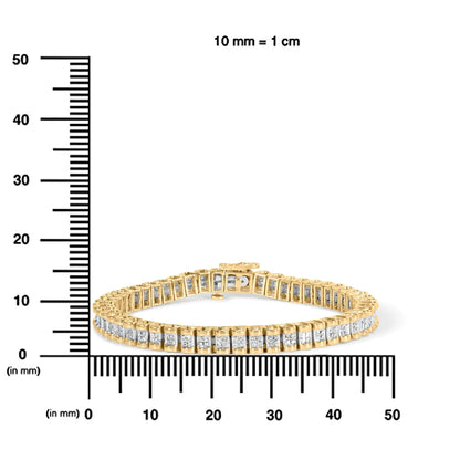 14K Yellow Gold 2.00 Cttw Princess - Cut Diamond Classic Link 7" Bracelet (I - J Color, I1 - I2 Clarity) - Jaazi Intl