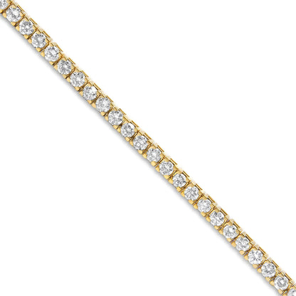 14K Yellow Gold 3.0 Cttw 4 Prong Set Round Brilliant Cut Diamond Classic Tennis Bracelet ( J - K Color, VVS2 - VS1 Clarity) - 7.25 " Inches - Jaazi Intl