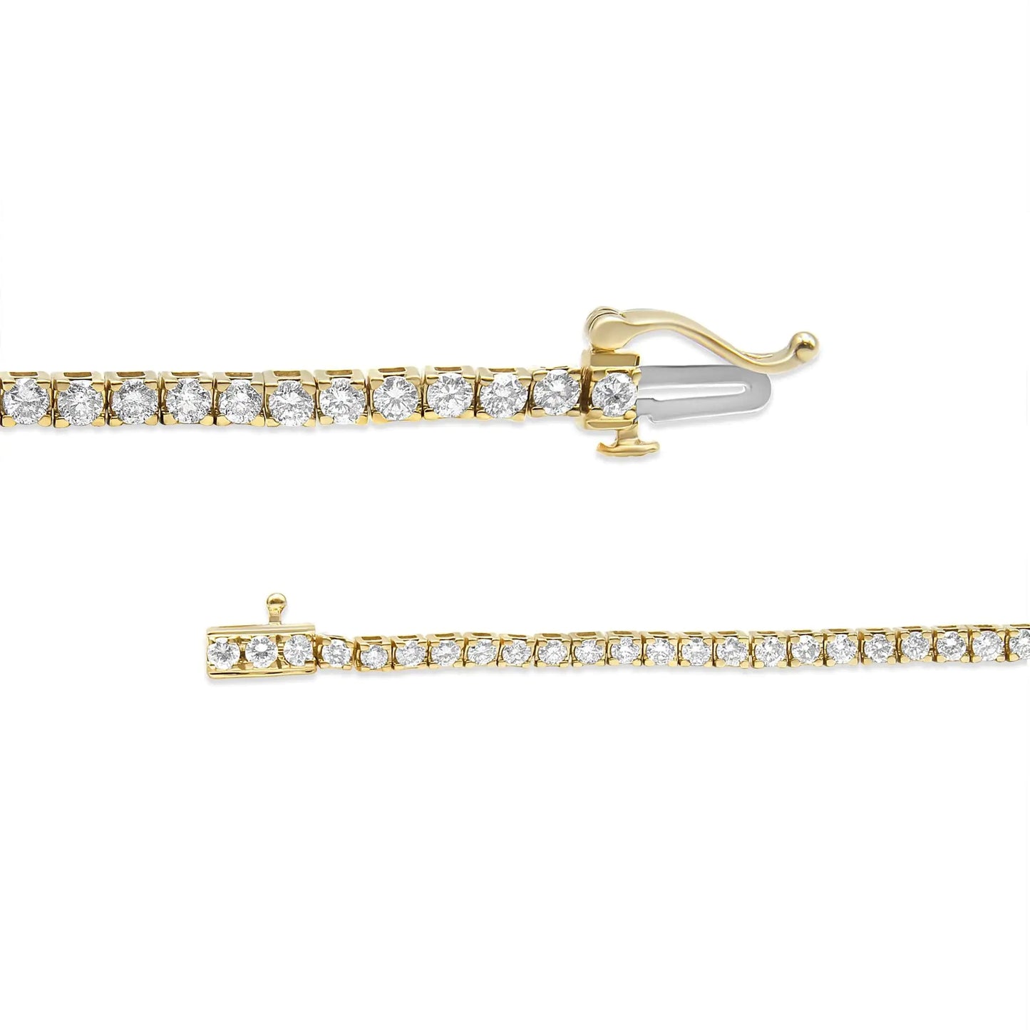 14K Yellow Gold 3.0 Cttw 4 Prong Set Round Brilliant Cut Diamond Classic Tennis Bracelet ( J - K Color, VVS2 - VS1 Clarity) - 7.25 " Inches - Jaazi Intl