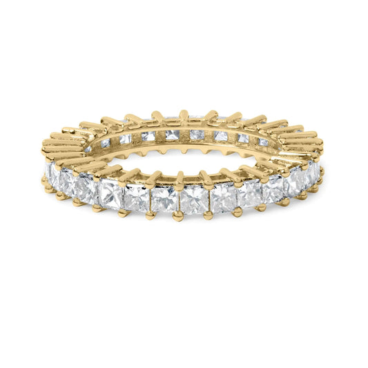 14K Yellow Gold 3.0 Cttw Shared Prong - Set Princess - cut Diamond Eternity Band Ring (H - I Color, SI1 - SI2 Clarity) - Jaazi Intl