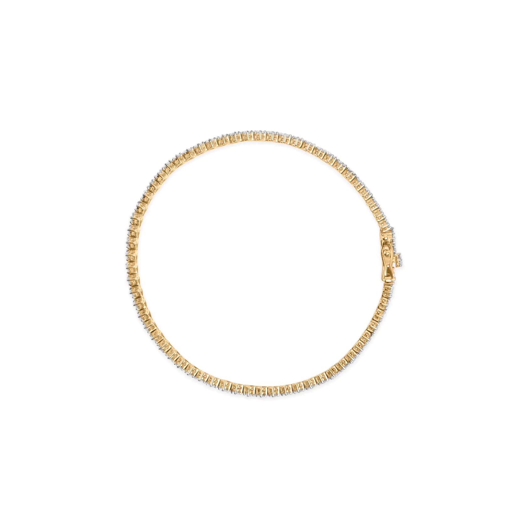 14K Yellow Gold 4.00 Cttw Diamond Trio Cluster Link Bracelet (H - I Color, I1 - I2 Clarity) - 7" - Jaazi Intl