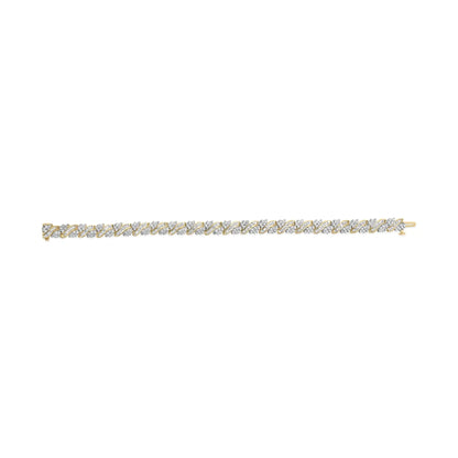 14K Yellow Gold 4.00 Cttw Diamond Woven Composite Cluster and S - Link Bracelet (I - J Color, I1 - I2 Clarity) - 7" Inches - Jaazi Intl