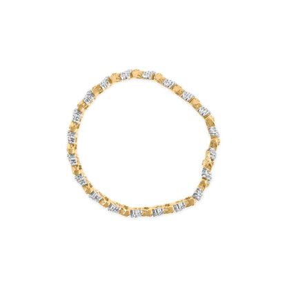 14K Yellow Gold 4.00 Cttw Diamond Woven Composite Cluster and S - Link Bracelet (I - J Color, I1 - I2 Clarity) - 7" Inches - Jaazi Intl