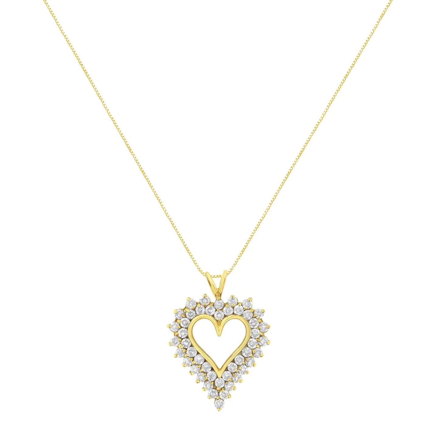 14K Yellow Gold .925 Sterling Silver 4 cttw Round - cut Diamond Cluster Heart Pendant Necklace (K - L Color, I1 - I2 Clarity) - Jaazi Intl